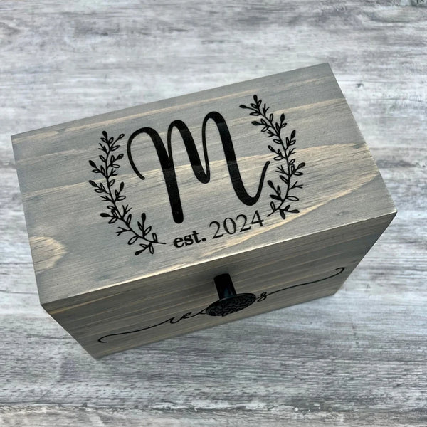Cookbook Alternative Recipe Box with Wooden Divider Option - Personalized Wood Recipe Box - Engraved Recipe Box - Wedding Gift - Recipe Cards