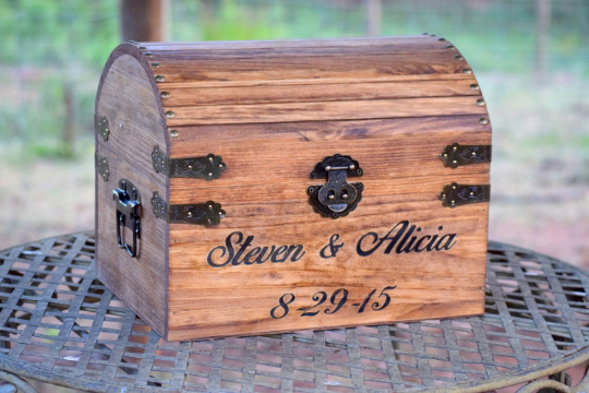 Wooden Chest with Engraved Front