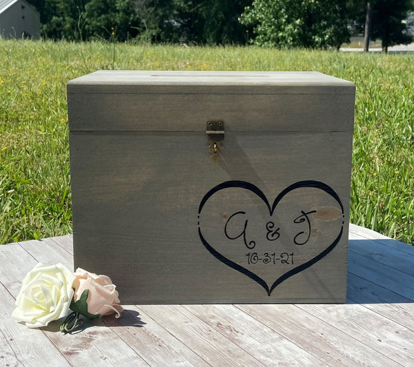 Secured Lockable Card Box with Card Slit - Rustic Wedding Card Box - Wedding Card Holder - Personalized Wedding Keepsake Box Love Letter Box