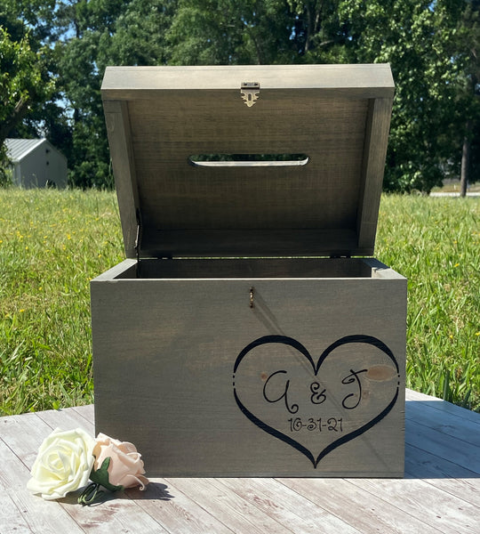 Secured Lockable Card Box with Card Slit - Rustic Wedding Card Box - Wedding Card Holder - Personalized Wedding Keepsake Box Love Letter Box