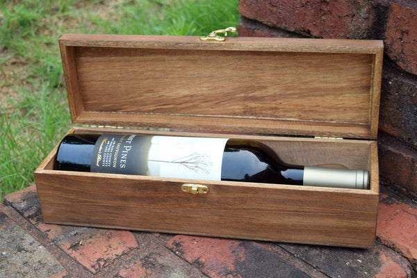 Personalized Flat Top Wine Box with Scroll Design