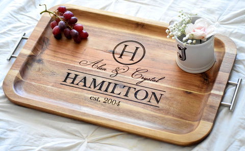 Personalized Serving Tray with Handles
