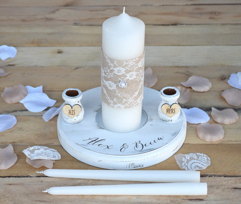 Wedding Unity Candle Set with Stand