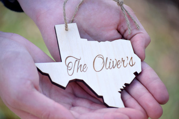 State Cut Out Personalized Wooden Ornament