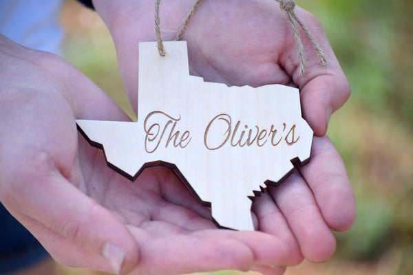 State Cut Out Personalized Wooden Ornament