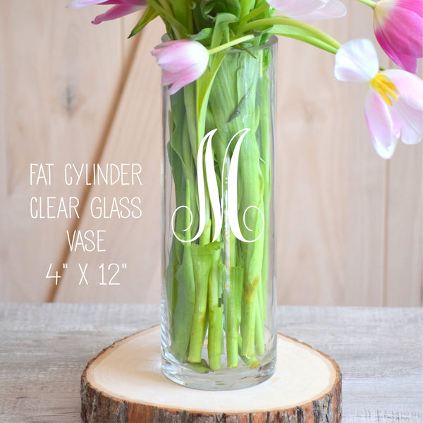 Monogrammed Glass Flower Vase