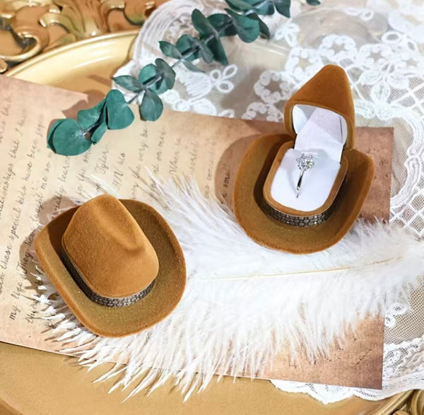Cowboy Hat Ring Box - Southern Wedding Ring Box - Engagement Ring Box - Ring Bearer - Wedding Proposal - Western Wedding - Jewlery Box
