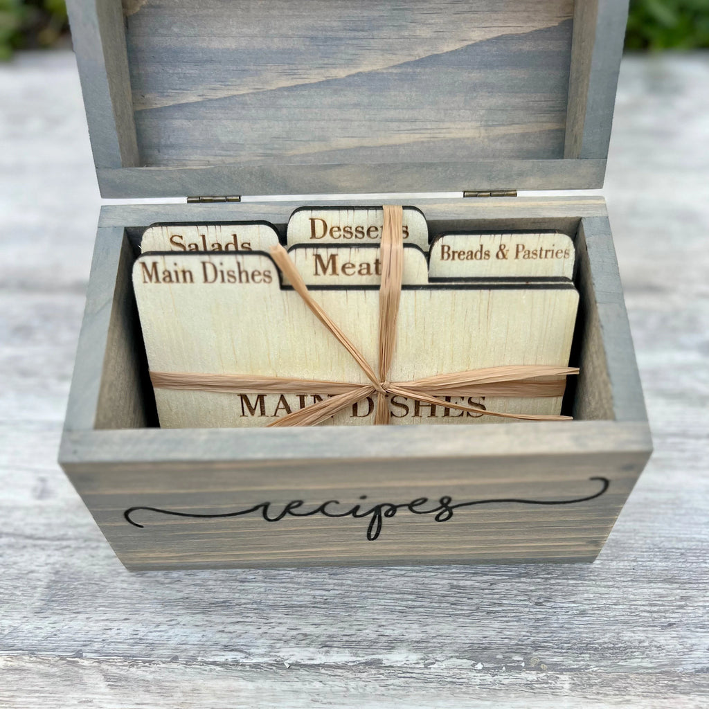 Engraved Wood Recipe Box Custom Recipe Box Personalized Recipe Box Cooking  Gifts for Her Wife Anniversary Gift Wood Gifts for Mom 