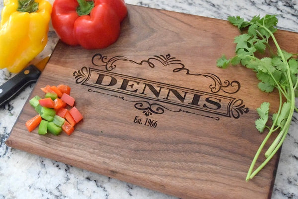 Personalized Cutting Board With Scroll Design