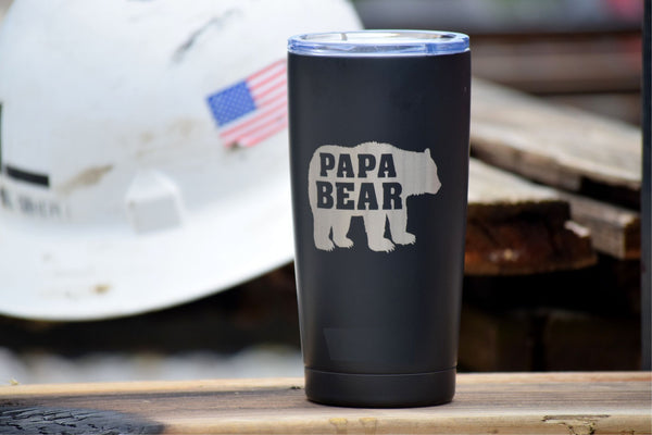 Engraved Papa Bear Personalized Tumbler