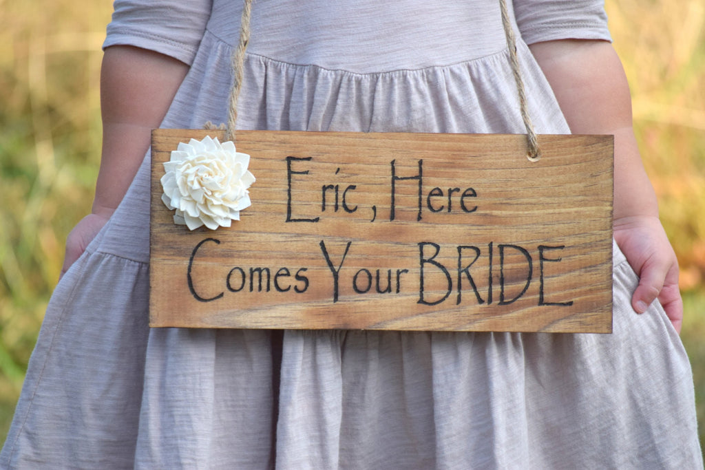 Personalized Heres Comes Your Bride Neck Sign