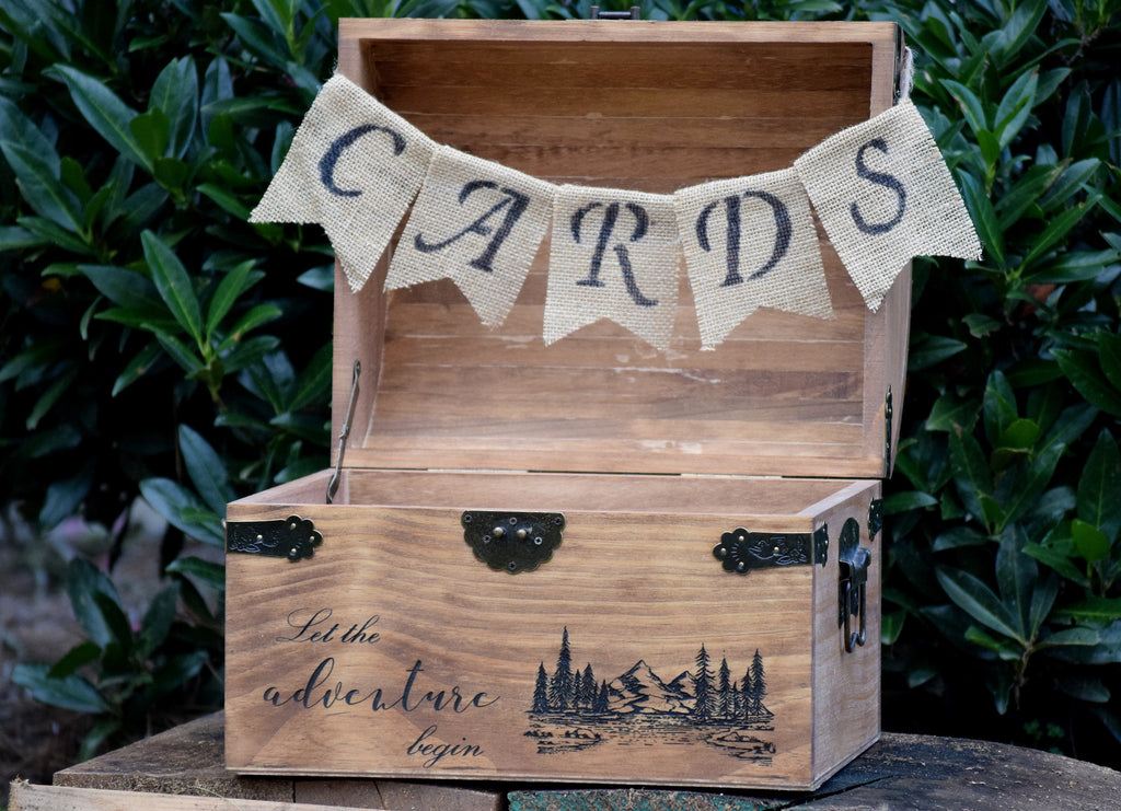 Let the Adventure Begin Engraved Wooden Card Chest