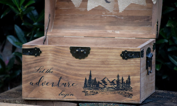 Let the Adventure Begin Engraved Wooden Card Chest