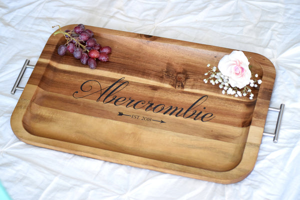 Personalized Serving Tray with Handles