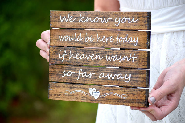 We Know You Would Be Here Today if Heaven Wasn't So Far Away Memory Pallet Board Sign