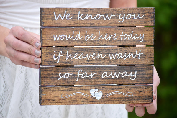 We Know You Would Be Here Today if Heaven Wasn't So Far Away Memory Pallet Board Sign