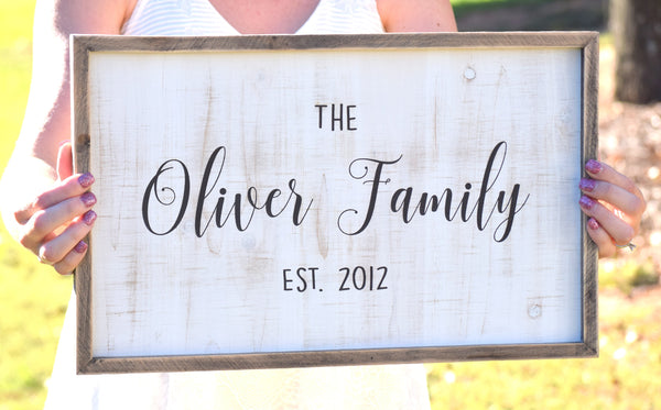 Family Name Established Farmhouse Sign