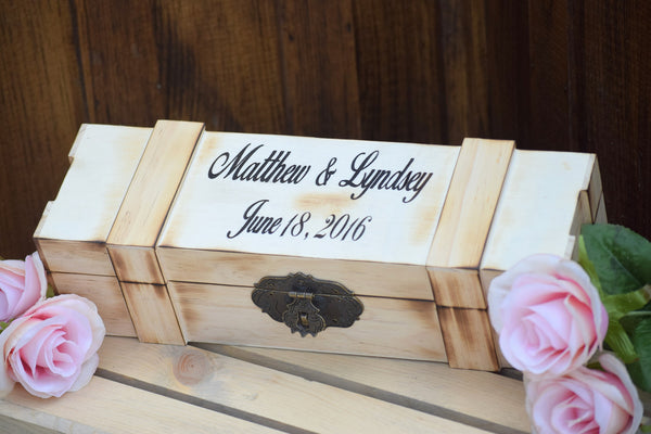 Torched Lockable Personalized Wine Box