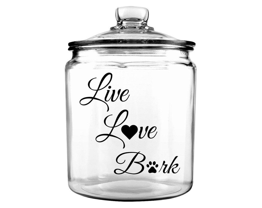 Live Love Bark Glass Dog Bone Jar with Lid
