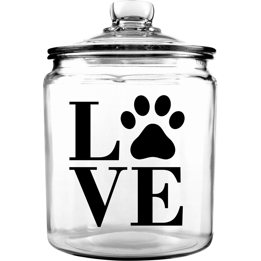 LOVE Glass Dog Bone Treat Jar with Lid
