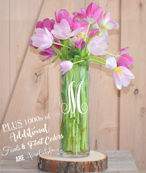 Monogrammed Glass Flower Vase